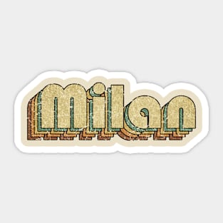 Milan // Vintage Rainbow Typography Style // 70s Sticker